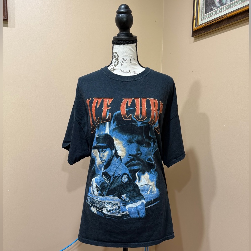 Ice Cube Graphic T Shirt Black Rap Tee Hip Hop Streetwear Size XL